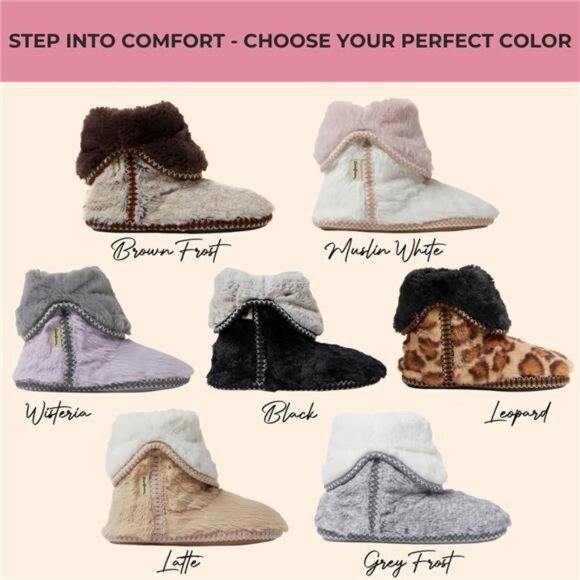 Women's Fuzzy Memory Foam Beth Bedroom Bootie Slipper Sock with Grippers - Picture 3 of 7